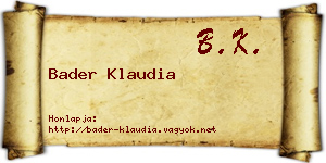 Bader Klaudia névjegykártya